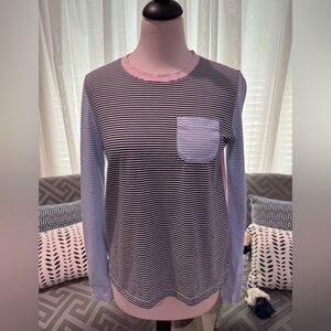 Striped Long Sleeve Tee with Pocket, size small